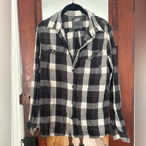 Black and White Vans Plaid Button-Up Shirt